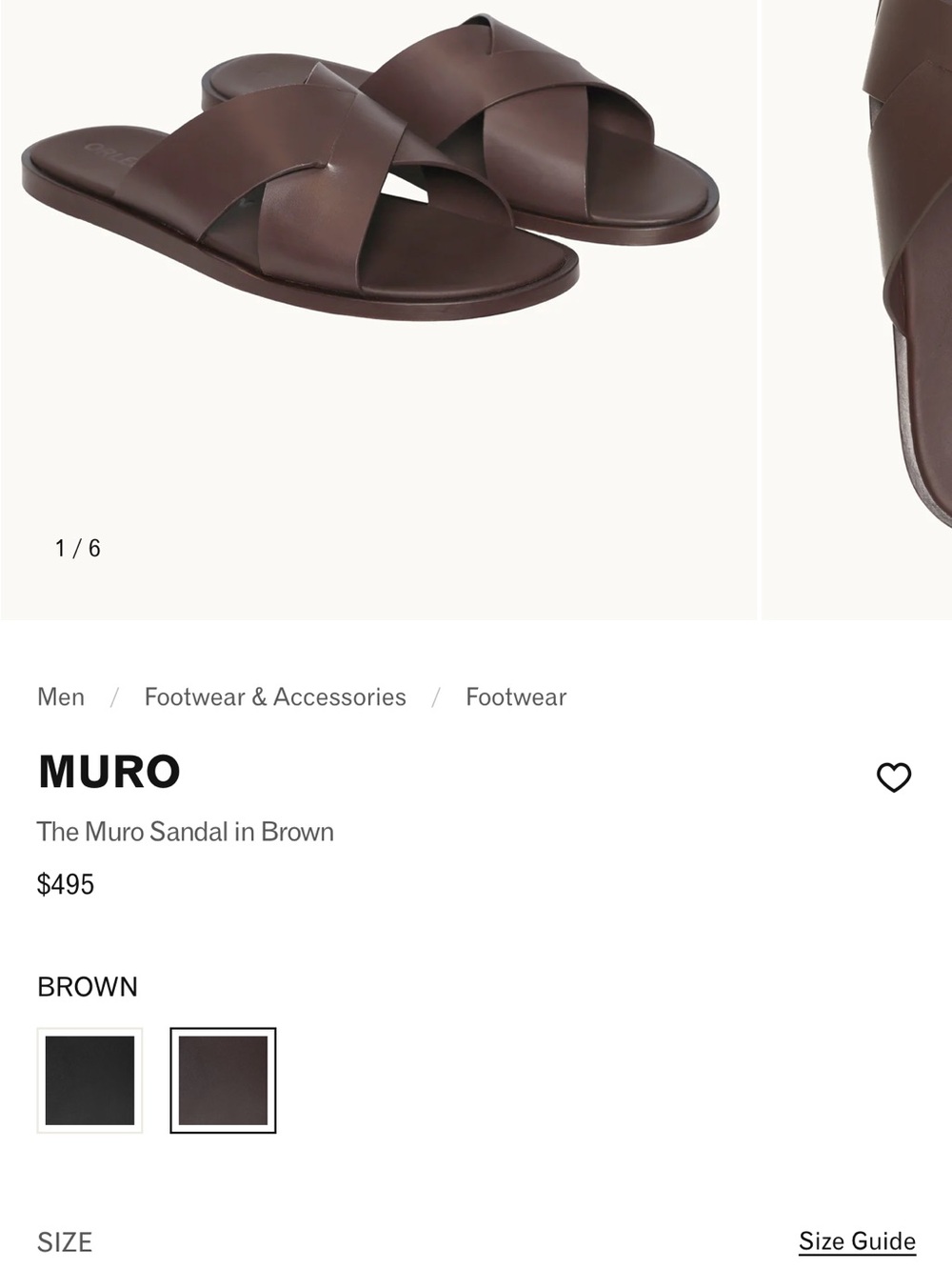 Orlebar Brown,  Brown  Leather Slide Sandals